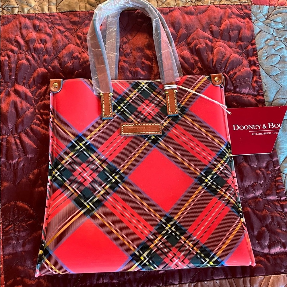 Dooney & Bourke Red and Black Tartan Tote